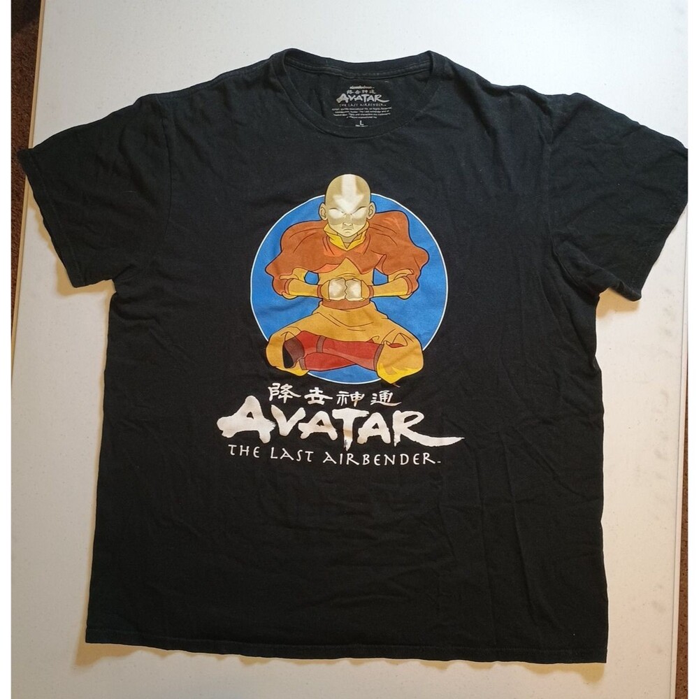 Official Nickelodian Avatar The Last Airbender Aang Black Large T-Shirt